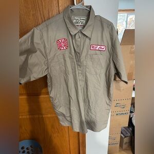 West Coast Choppers Jesse James Work Shirt Iron Cross Back Logo Y2K Biker XL